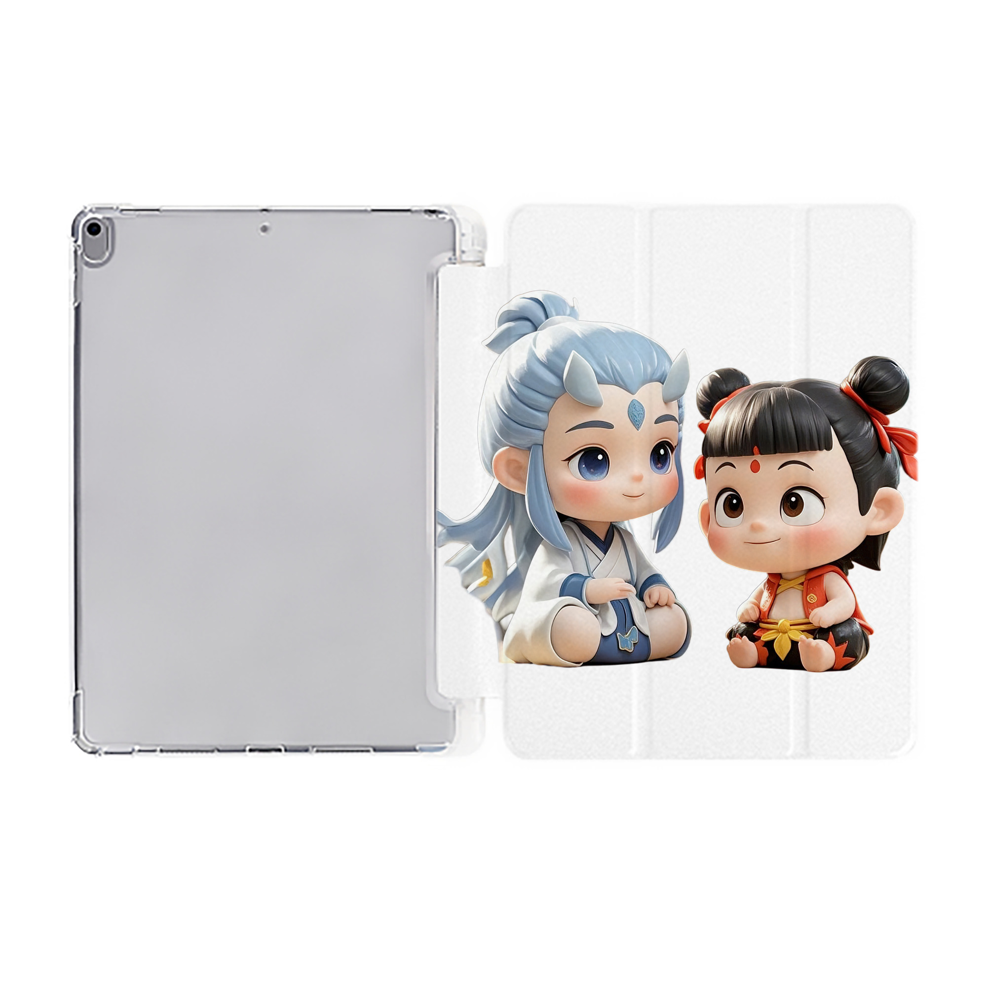 （画像用） Ne Zha 2 ナタ 魔童の大暴れ IPad ケース ペン収納付き 三つ折りスタンド PUレザー×シリコン 対応機種9.5/10.5/10.9インチ